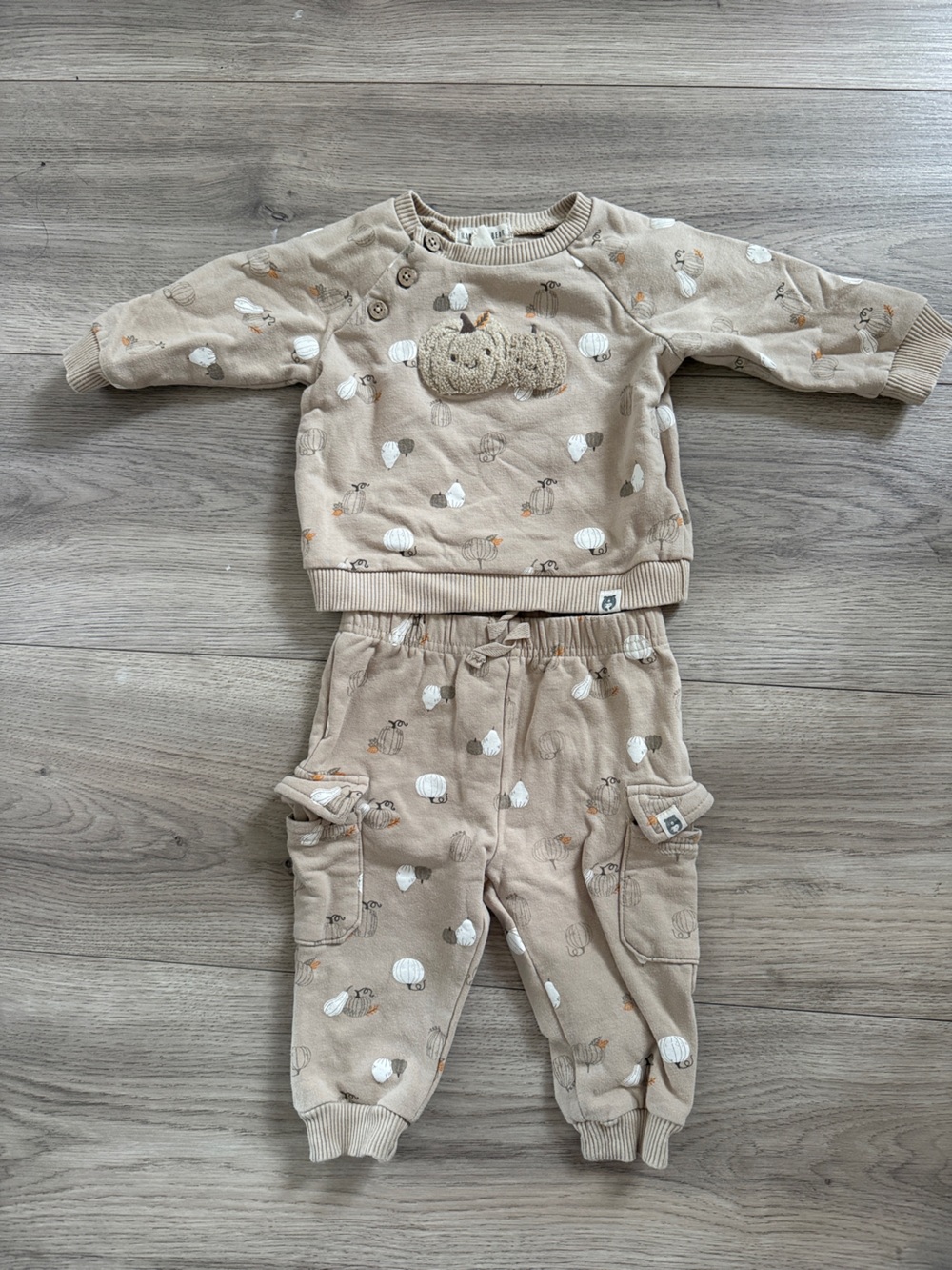 Like New 6-9M Rabbit + Bear Neutral Halloween Track Set Outfit